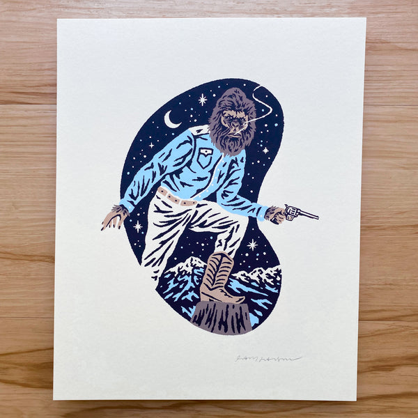 Sasquatch Outlaw (Blue) - 8x10in Print #362