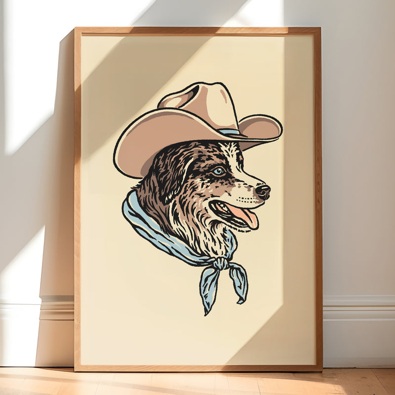 Australian Shepherd Tri Red Cowdog Giclée Print