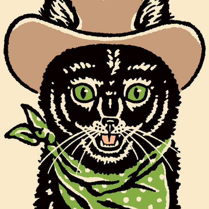 Black Cowcat (Green Eyes) Giclée Print