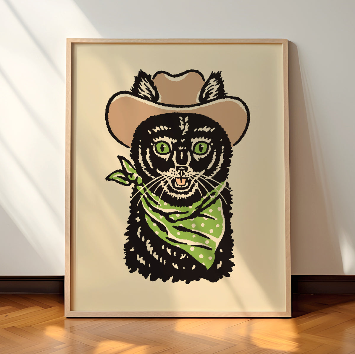 Black Cowcat (Green Eyes) Giclée Print