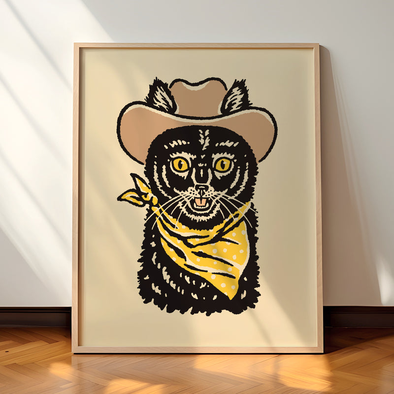 Black Cowcat (Yellow Eyes) Giclée Print