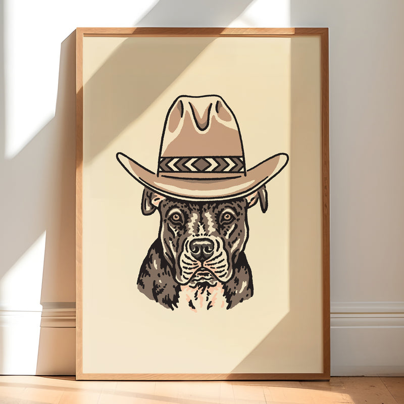 Brown Pit Bull Cowdog Giclée Print