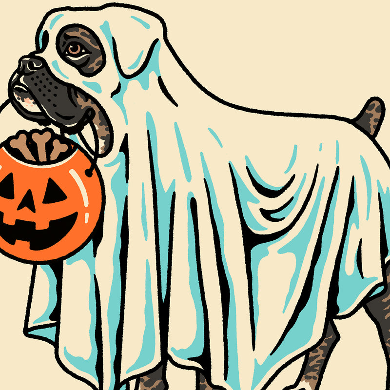 Brindle Boxer Ghost (With Text) Giclée Print