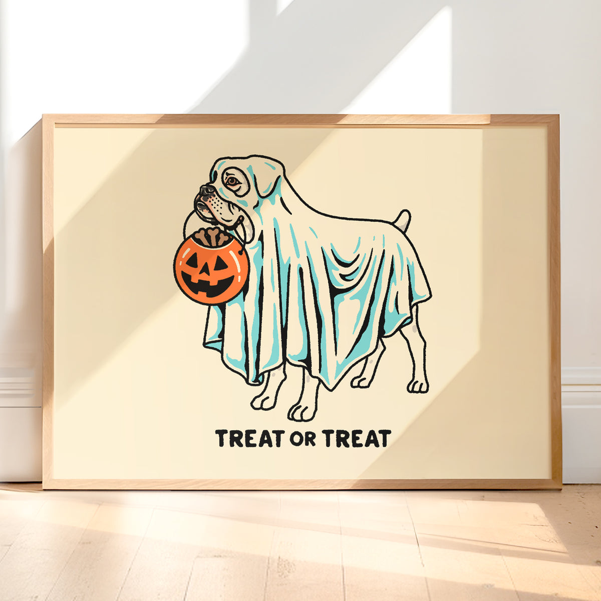 White Boxer Ghost (With Text) Giclée Print