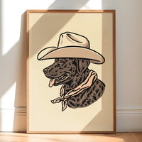 Chocolate Lab Cowdog Giclée Print