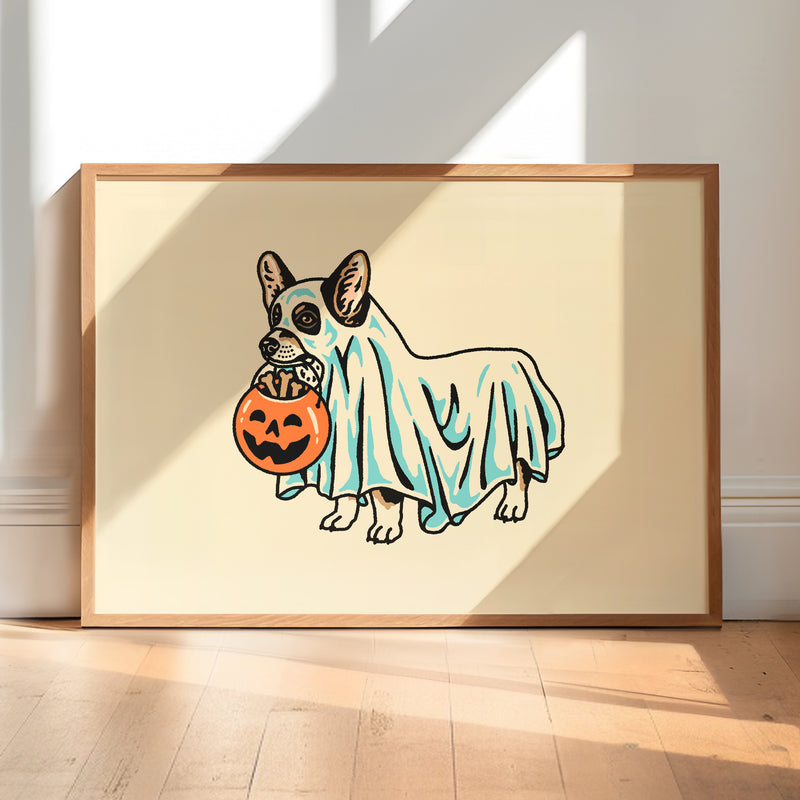 Tri Corgi Ghost (Dog Only) Giclée Print