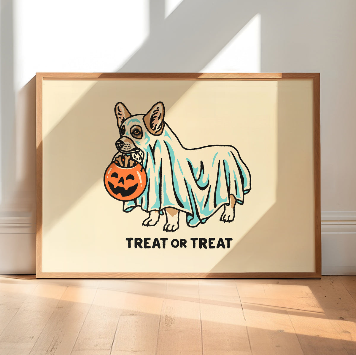 Corgi Ghost (With Text) Giclée Print