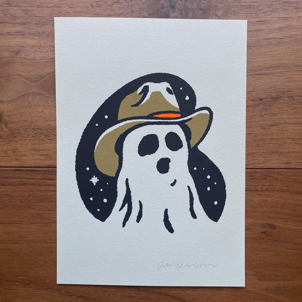 Fall Cowboy Ghost - Signed 5x7in Silkscreen Print