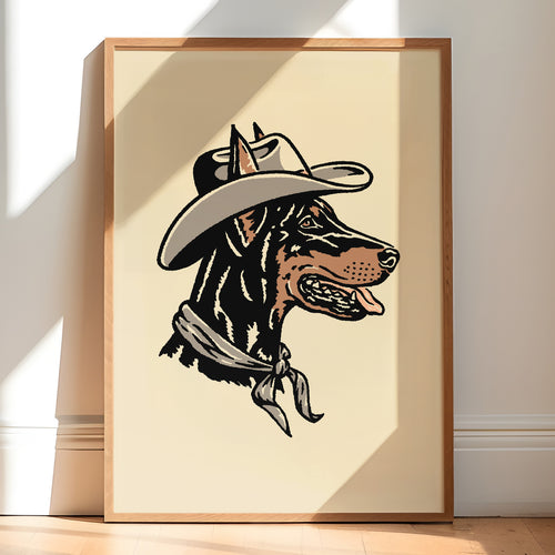 Doberman Cowdog Giclée Print