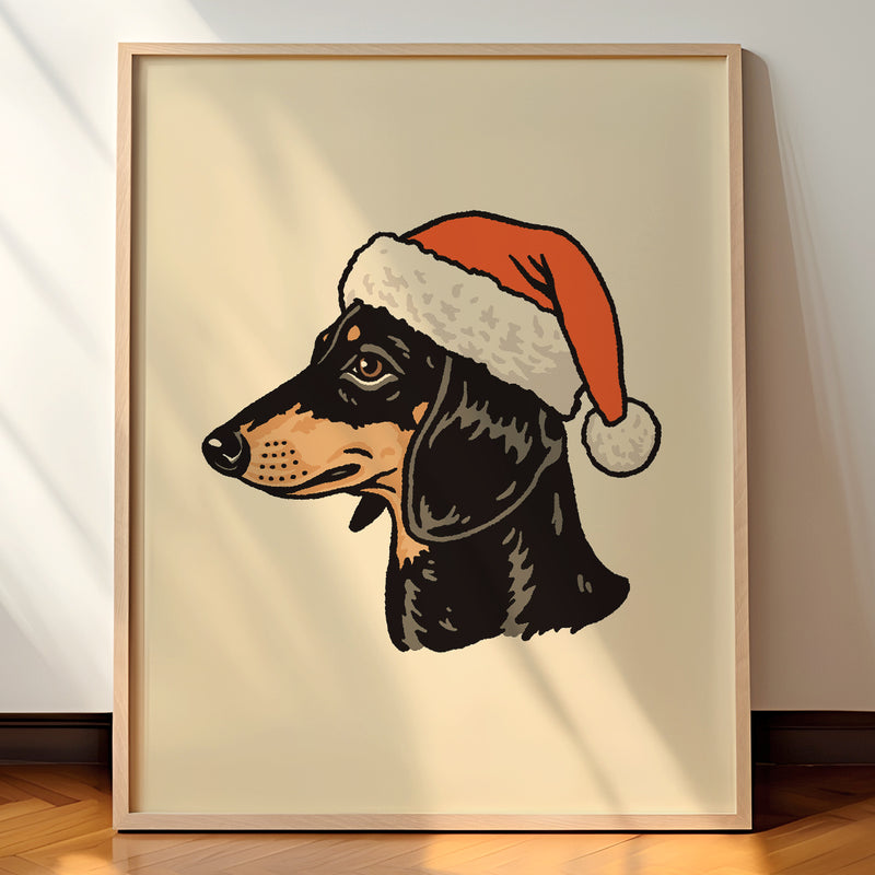 Dachshund (Black) Christmas Giclée Print