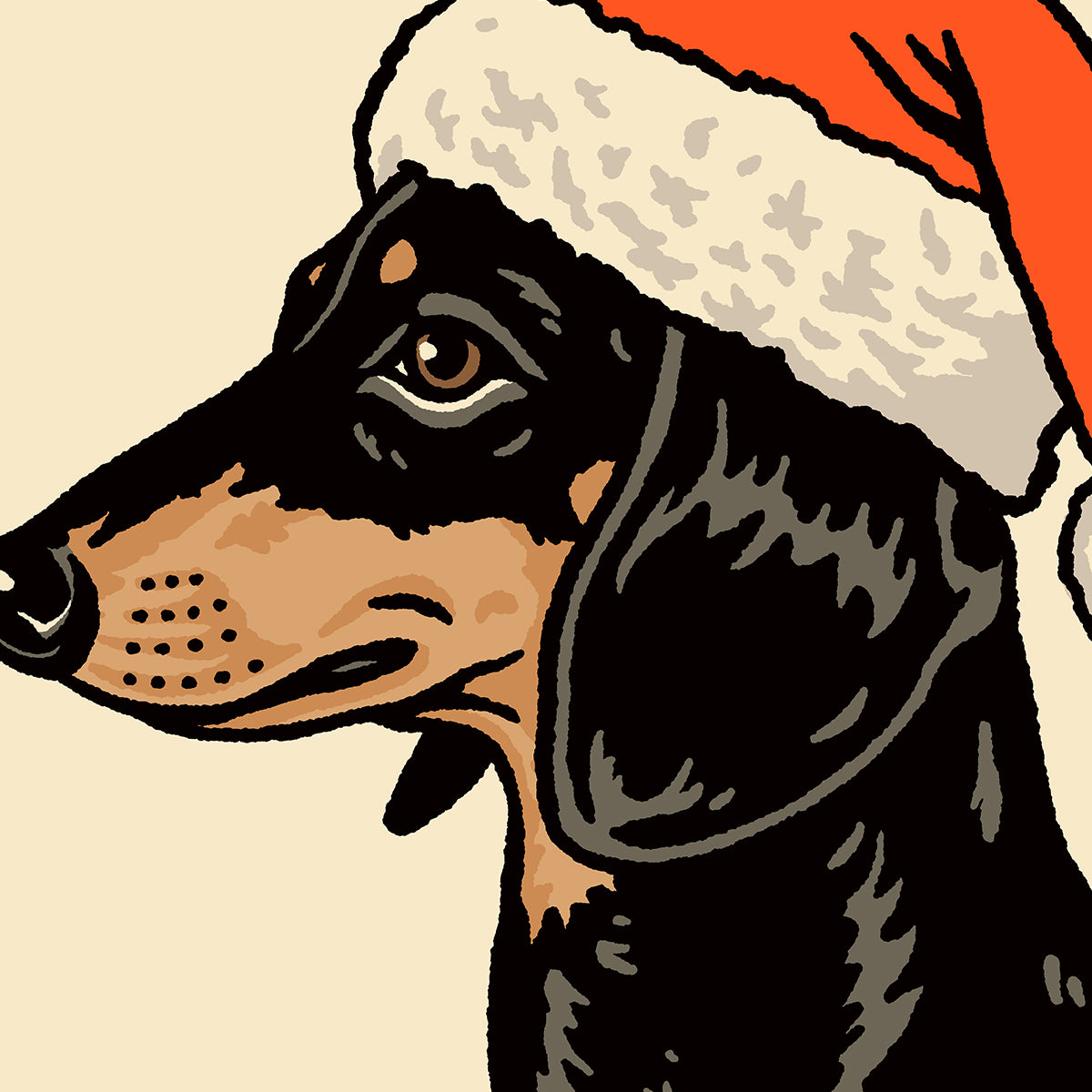 Dachshund (Black) Christmas Giclée Print