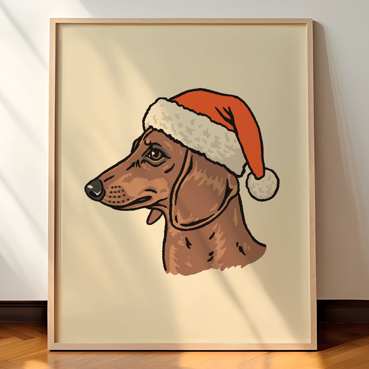 Dachshund (Brown) Christmas Giclée Print