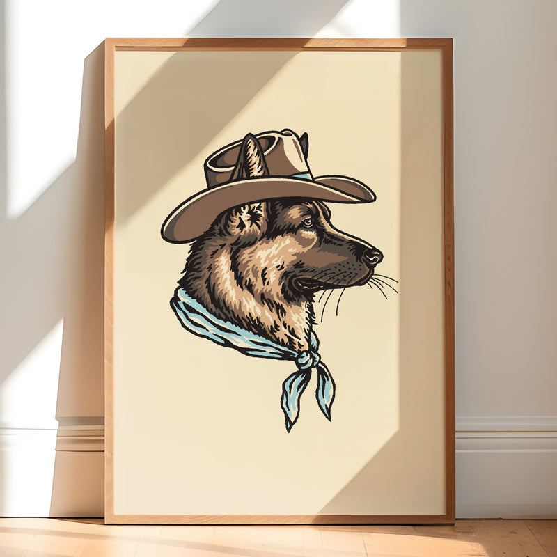 German Shepherd (Brown) Cowdog Giclée Print