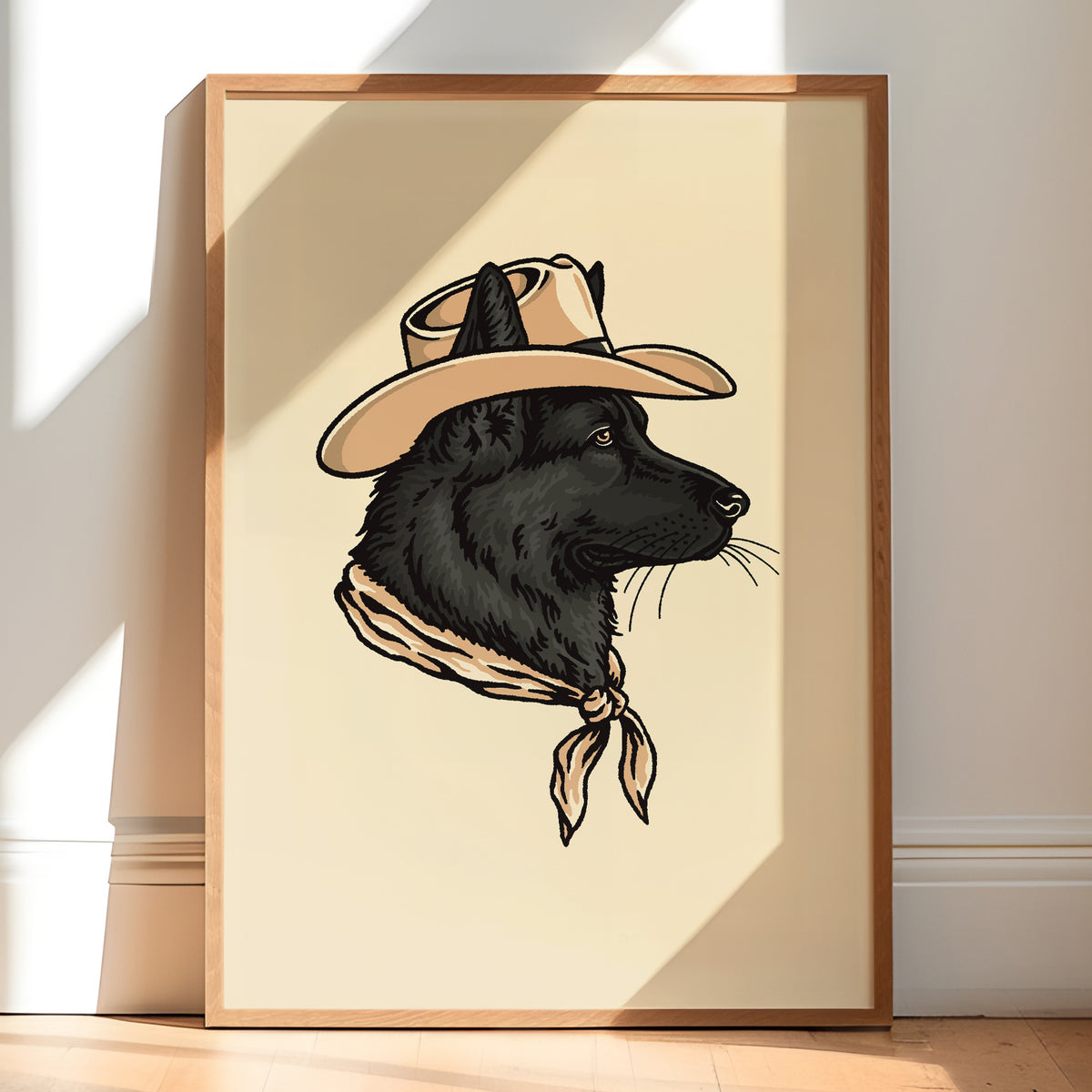 German Shepherd (Black) Cowdog Giclée Print