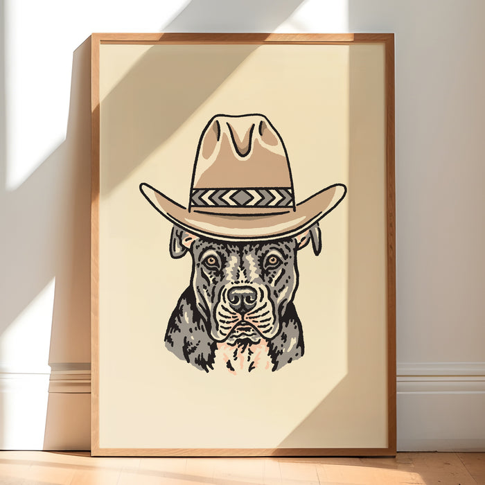 Grey Pit Bull Cowdog Giclée Print