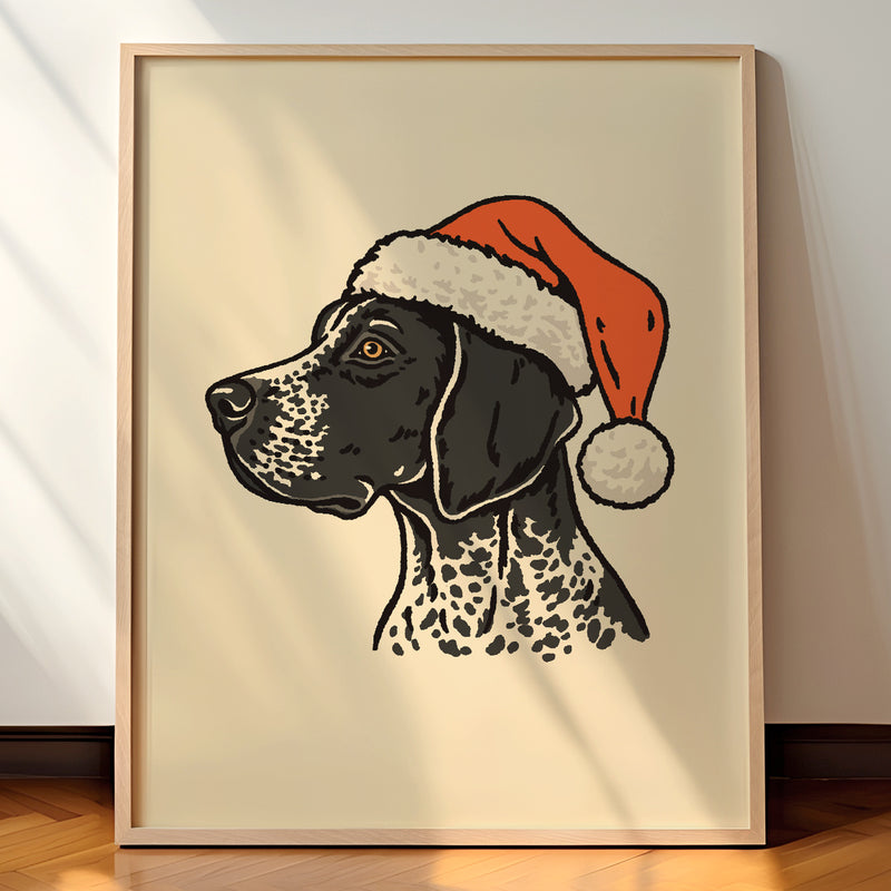 German Shorthaired Pointer (Charcoal) Christmas Giclée Print