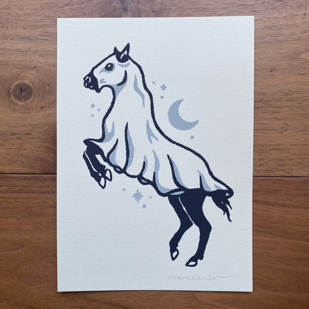 GHOST HORSE - Signed 5x7in Silkscreen Print