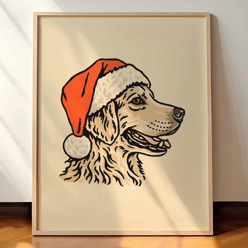 Golden Retriever (Lighter Coat) Christmas Giclée Print