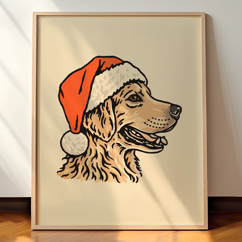 Golden Retriever (Medium Coat) Christmas Giclée Print