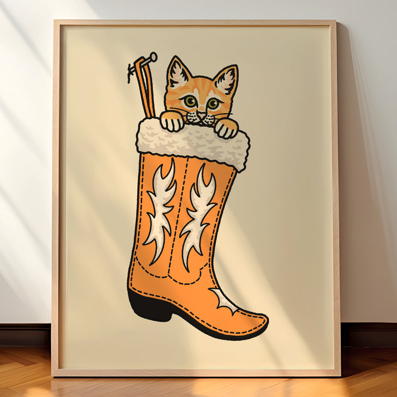 Orange Christmas Kitten Giclée Print