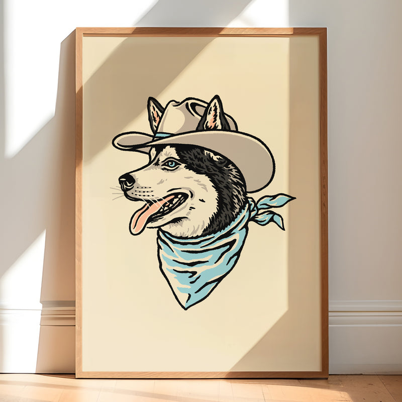 Siberian Husky Cowdog Giclée Print