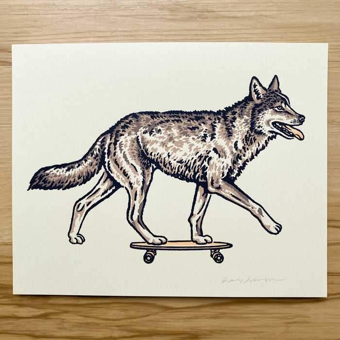 Skate Wolf - Signed 10x8in Silkscreen Print