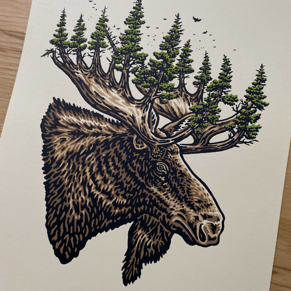 Forest Moose - Signed 8x10in Silkscreen Print