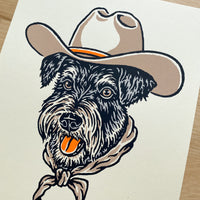 Schnauzer Cowdog - 8x10in Signed Silkscreen Print