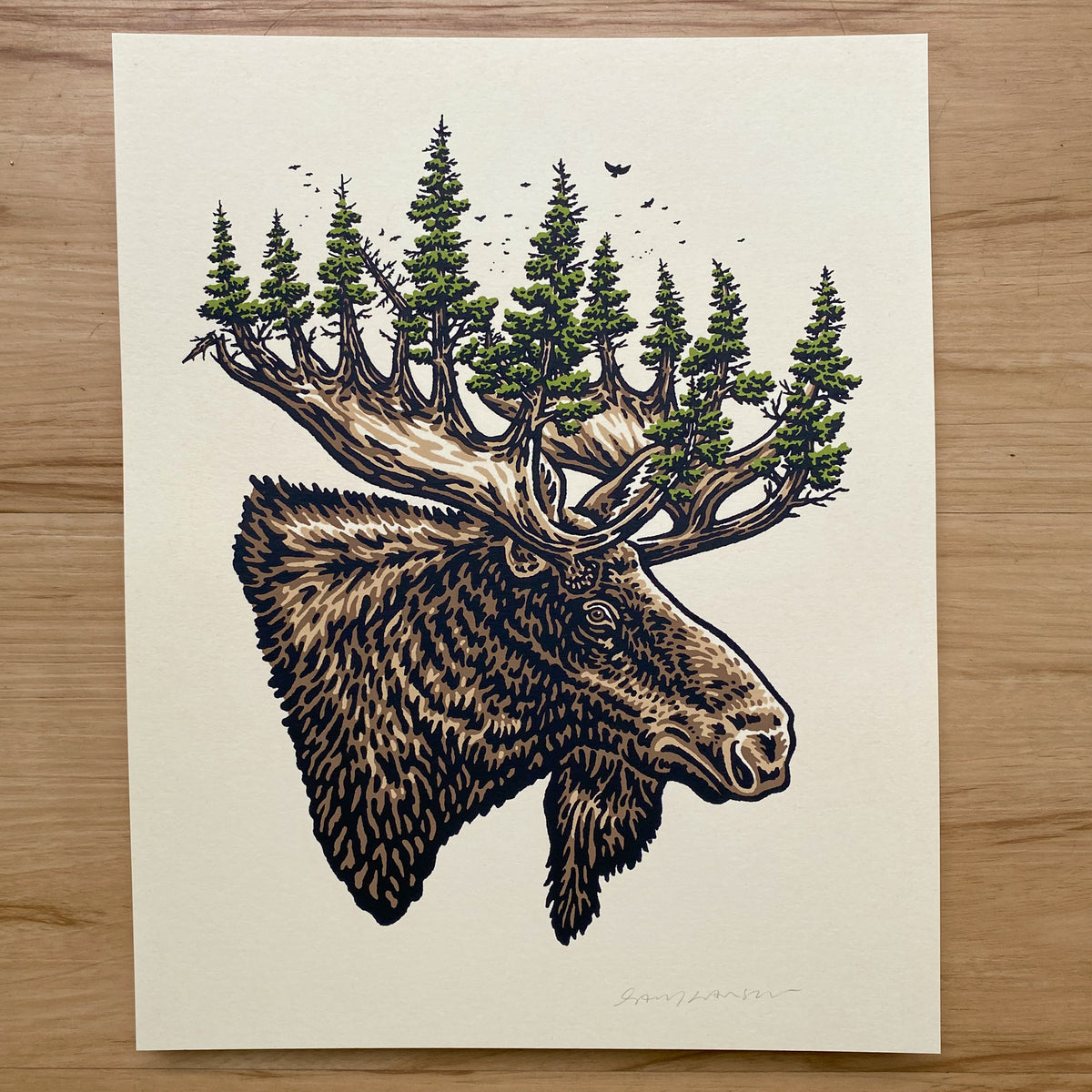 Forest Moose - Signed 8x10in Silkscreen Print