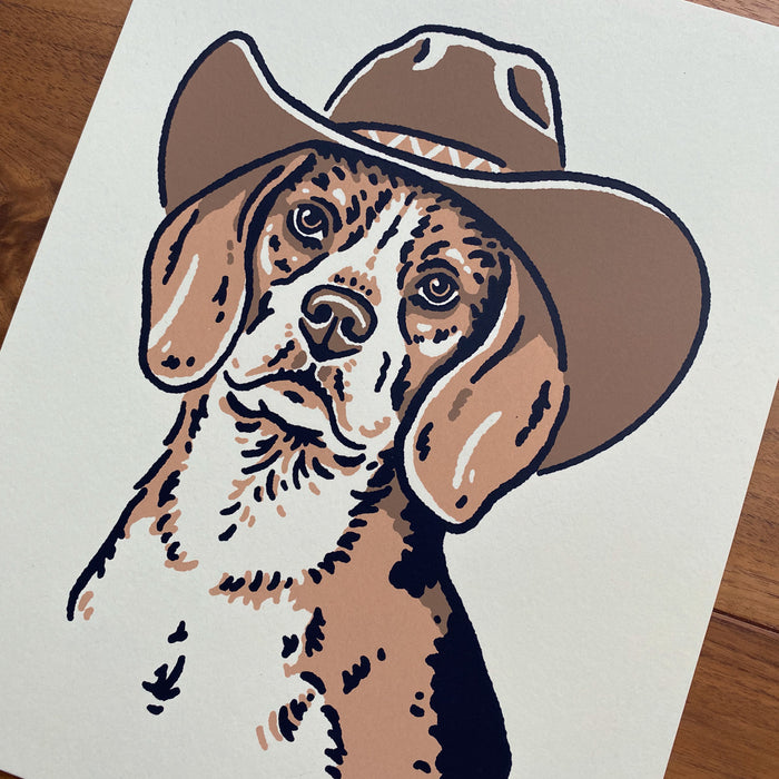 Beagle Cowdog - 8x10in Signed Silkscreen Print