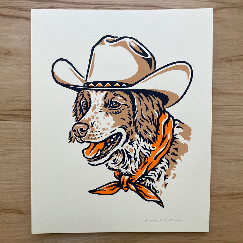 Brittany Cowdog - 8x10in Signed Silkscreen Print