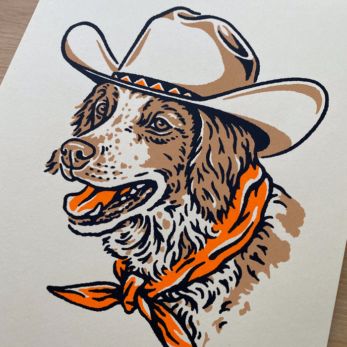 Brittany Cowdog - 8x10in Signed Silkscreen Print