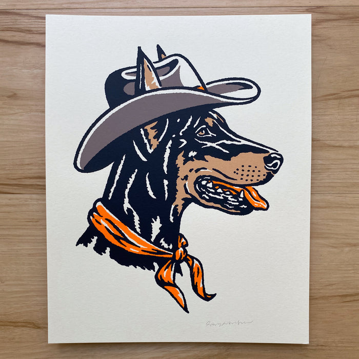 Doberman Cowdog - 8x10in Signed Silkscreen Print