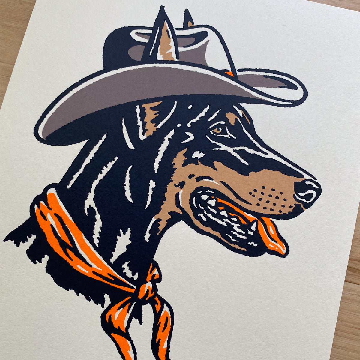 Doberman Cowdog - 8x10in Signed Silkscreen Print