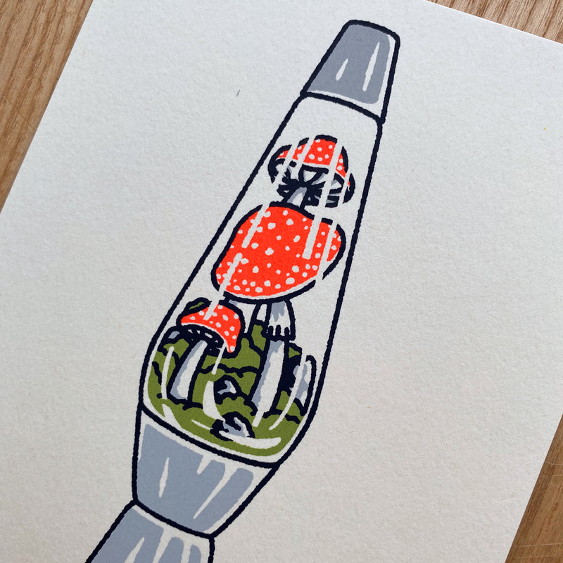 Mushroom Lava Lamp - Signed 5x7in Silkscreen Print