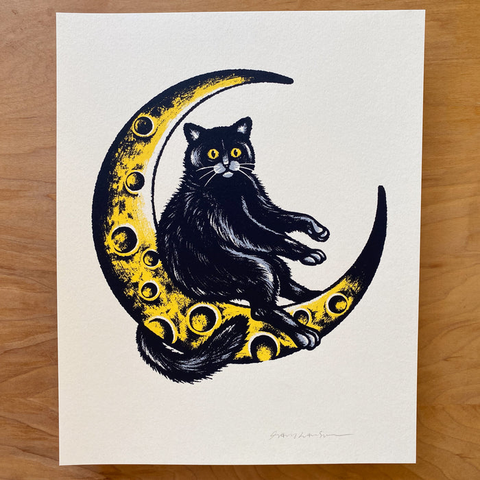 Moon Cat - Signed 8x10in Silkscreen Print