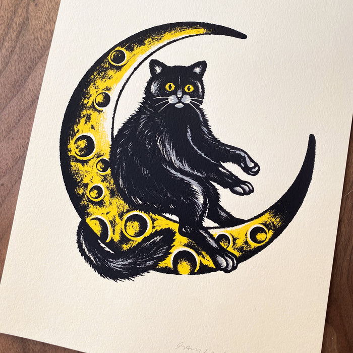 Moon Cat - Signed 8x10in Silkscreen Print