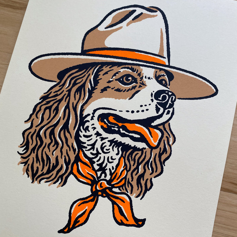 Spaniel Cowdog - 8x10in Signed Silkscreen Print