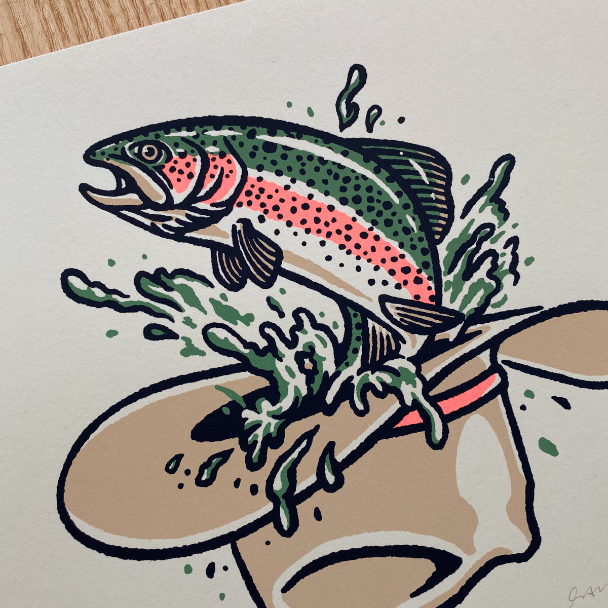 Trout Hat - Signed 10x8in Silkscreen Print