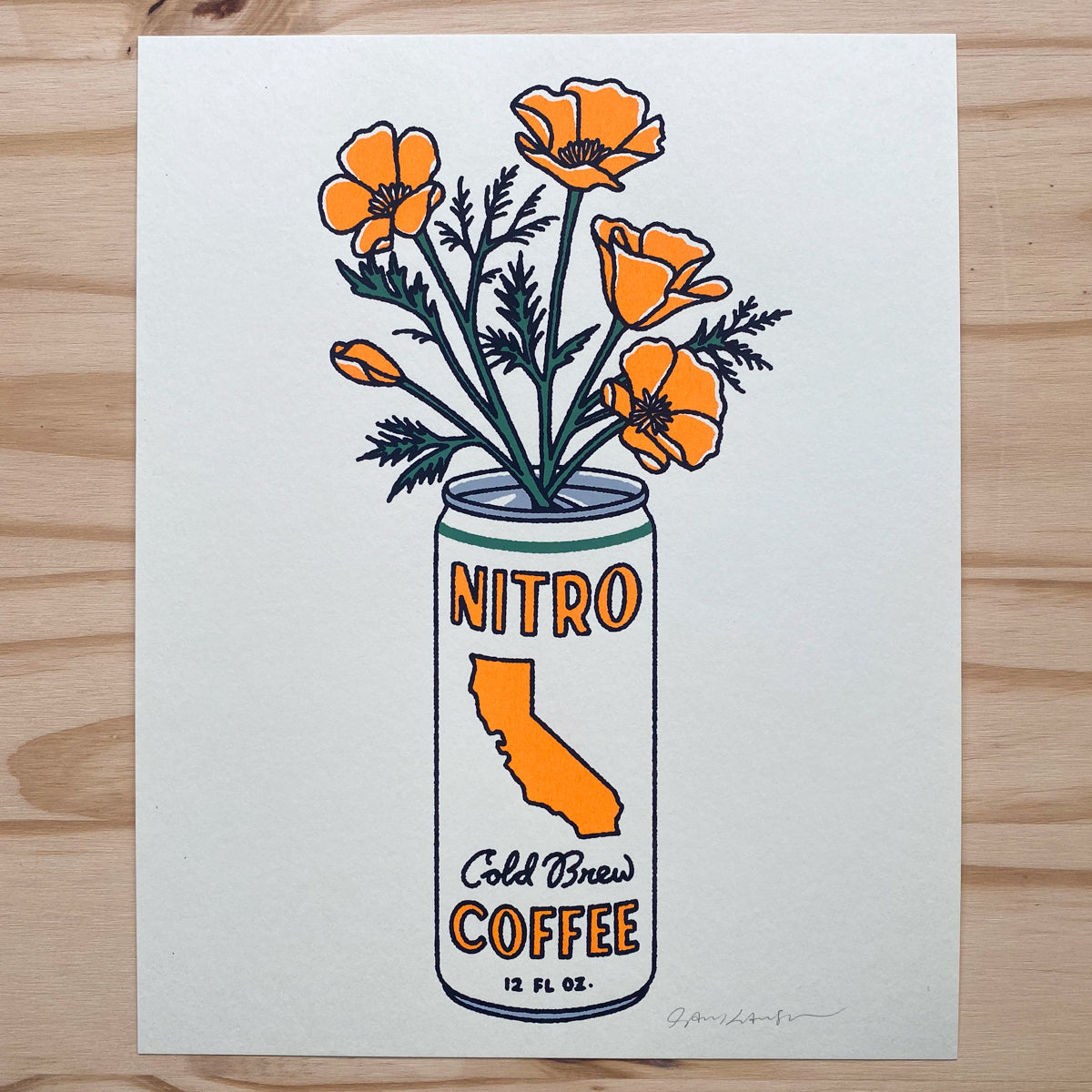 California Cold Brew - Signed 8x10in Silkscreen Print