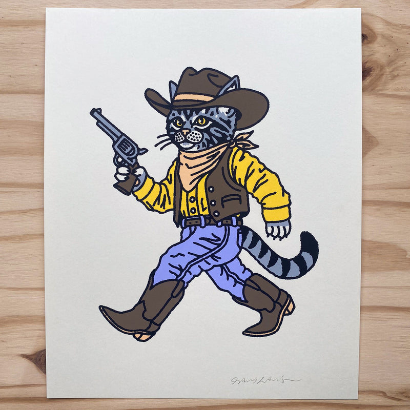 Gunslinger Cat - Signed 8x10in Silkscreen Print