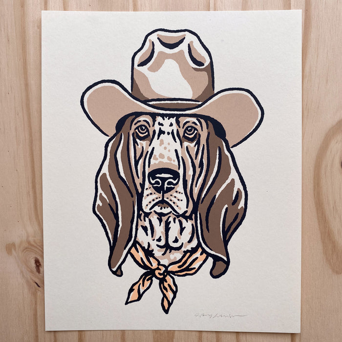 Basset Hound Cowdog - 8x10in Signed Silkscreen Print