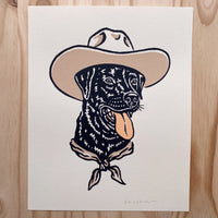 Black Lab Cowdog - Signed 8x10in Silkscreen Print