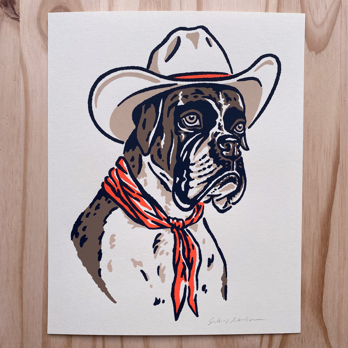 Boxer Cowdog - Signed 8x10in Silkscreen Print