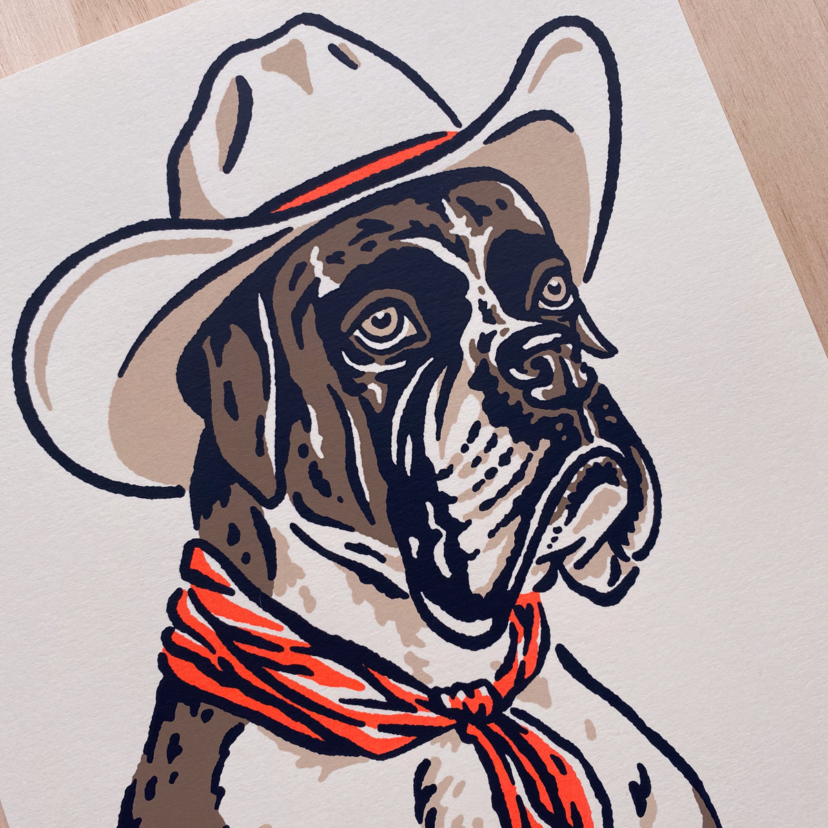 Boxer Cowdog - Signed 8x10in Silkscreen Print