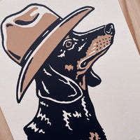 Dachshund Cowdog - Signed 8x10in Silkscreen Print