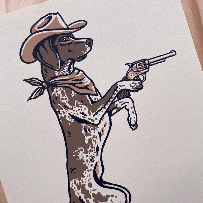 SOLD OUT. German Shorthaired Pointer Outlaw - 8x10in Signed Silkscreen Print