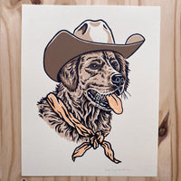 Golden Retriever Cowdog - Signed 8x10in Silkscreen Print