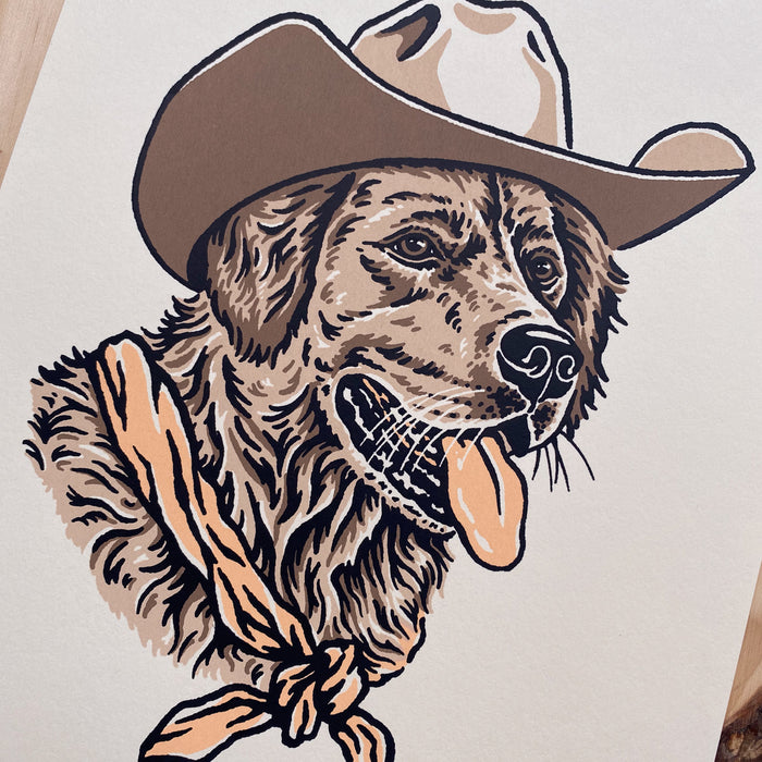 Golden Retriever Cowdog - Signed 8x10in Silkscreen Print