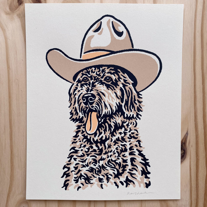 Golden Doodle Cowdog - Signed 8x10in Silkscreen Print